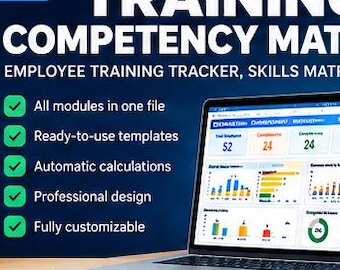 Sistema de seguimiento de la formación de empleados y matriz de competencias Pro (panel de control de Excel)