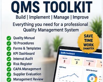 Complete QMS Toolkit | Quality Manual, Procedures, Audit, CAPA, Risk, Supplier Management (Digital Download)