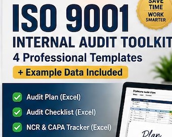 ISO 9001 Internal Audit Toolkit | Professional Templates (Digital Download)