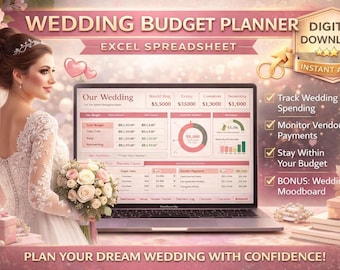 Wedding Budget Planner Excel Spreadsheet | Finance Tracker (Digital Download)