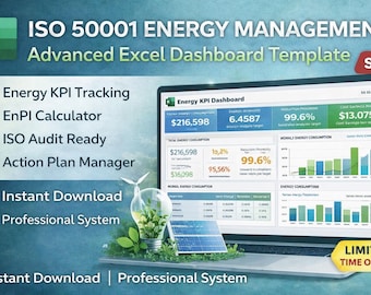 ISO 50001 Energy Management Excel System | EnPI Calculator, Dashboard (Digital Download)