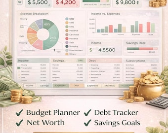 Personal Finance Dashboard Excel | Budget Planner, Income Expense Tracker (Digital Download)
