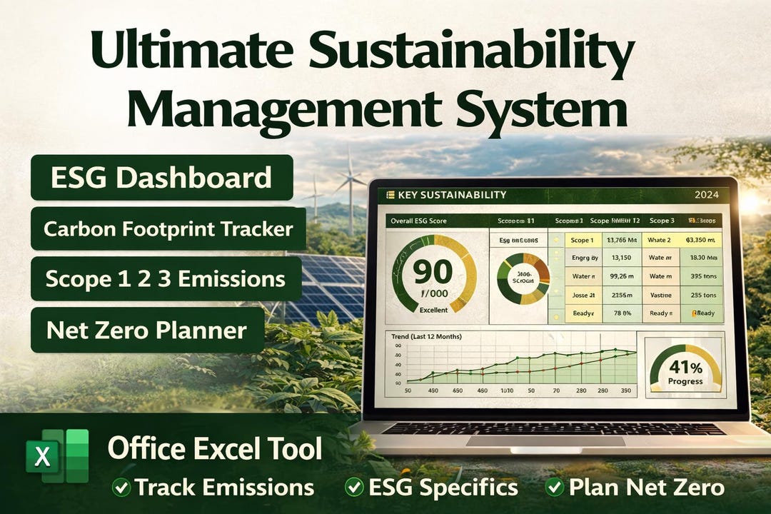 Sustainability Management Excel Tool, ESG Dashboard, Carbon Tracker ...