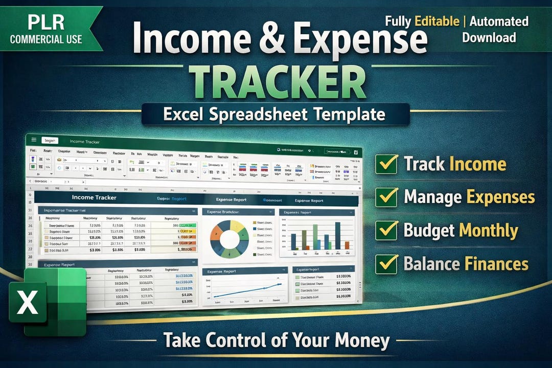 Income Expense Tracker Excel Spreadsheet | Monthly Budget Finance ...