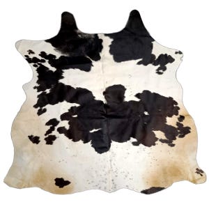 Authentic Black and White Cowhide Rug - 6'-4" x 5'-7" | Exact as Shown