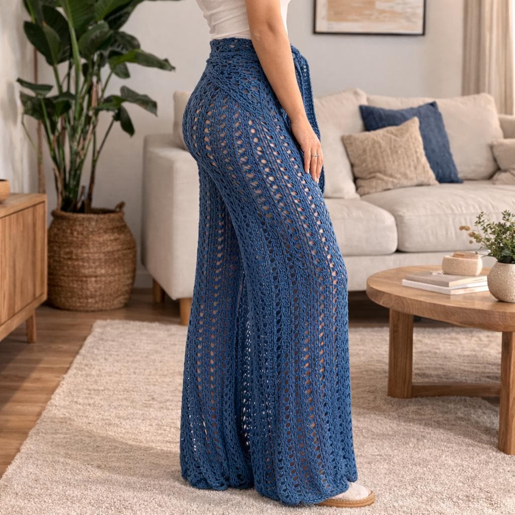 Crochet Mesh Wrap Pants Pattern PDF – Boho Crochet Pants – Beach Cover ...