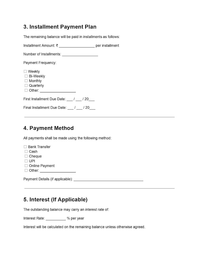 Editable Installment Payment Agreement Template DOC & PDF, Payment Plan ...