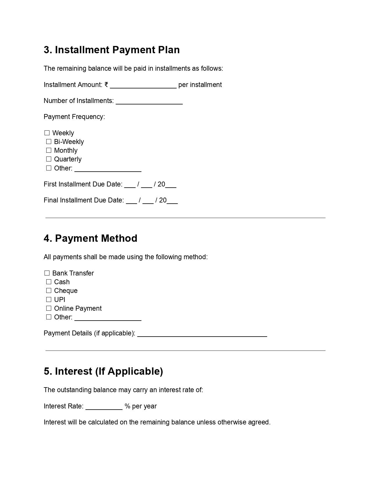 Editable Installment Payment Agreement Template DOC & PDF, Payment Plan ...