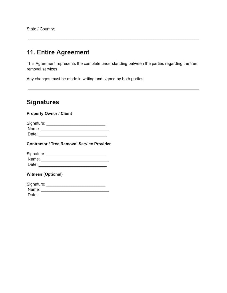 Tree Service Contract Example Editable Tree Removal Contract Template DOC & PDF, Tree Service ...