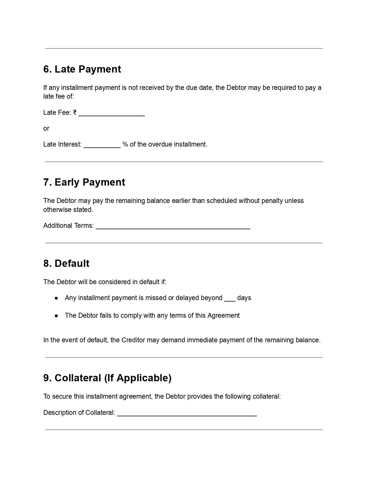 Editable Installment Payment Agreement Template DOC & PDF, Payment Plan ...