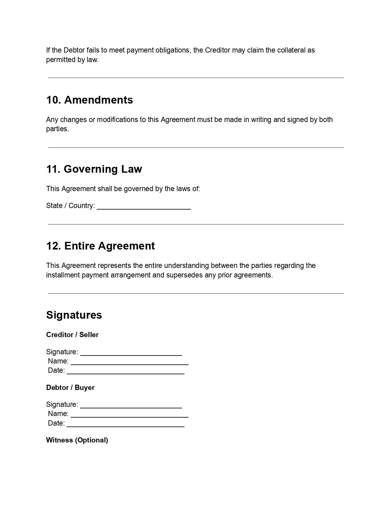 Editable Installment Payment Agreement Template DOC & PDF, Payment Plan ...