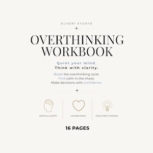 Werkboek overdenken, dagboek mentale helderheid, planner angstverlichting (digitale pdf-download)