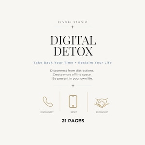 Cuaderno de ejercicios de desintoxicación digital, reinicio del tiempo de pantalla, guía de hábitos telefónicos, reto de desconexión de 7 días