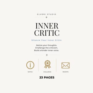 Inner Critic Workbook, Negative Self Talk, Critical Thoughts, Compassion Guide, 7 Day Reset