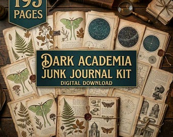 195 Page Dark Academia Junk Journal Kit, Gothic Vintage Printable Pages ...