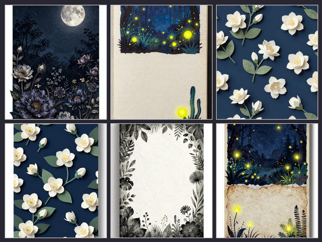 Midnight Garden Junk Journal Kit - 180+ Printable Pages, Dark Floral ...