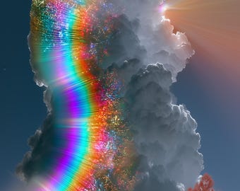 Rainbow Glitter Storm Cloud — Surreal Sky Wall Art Print | Digital Download