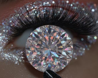 Diamond Eye Glitter Lash Wall Art — Surreal Crystal Beauty Print Digital Download Glam Decor
