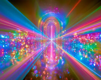 Rainbow Prism Portal Tunnel — Iridescent Dopamine Decor Wall Art Print | Digital Download