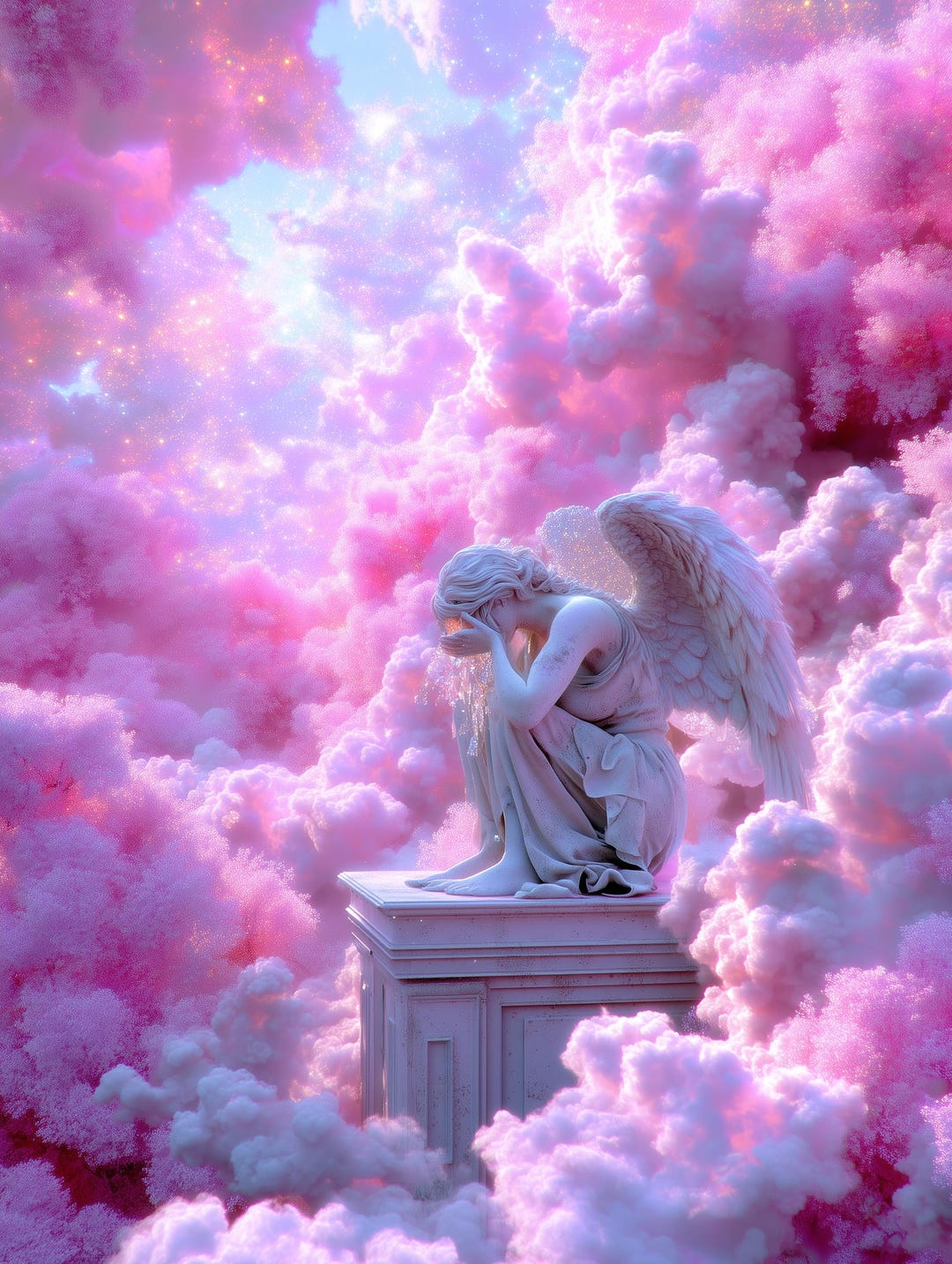 Angel Crying, Surreal Digital Art Print, Heavenly Scenes Wall Art ...