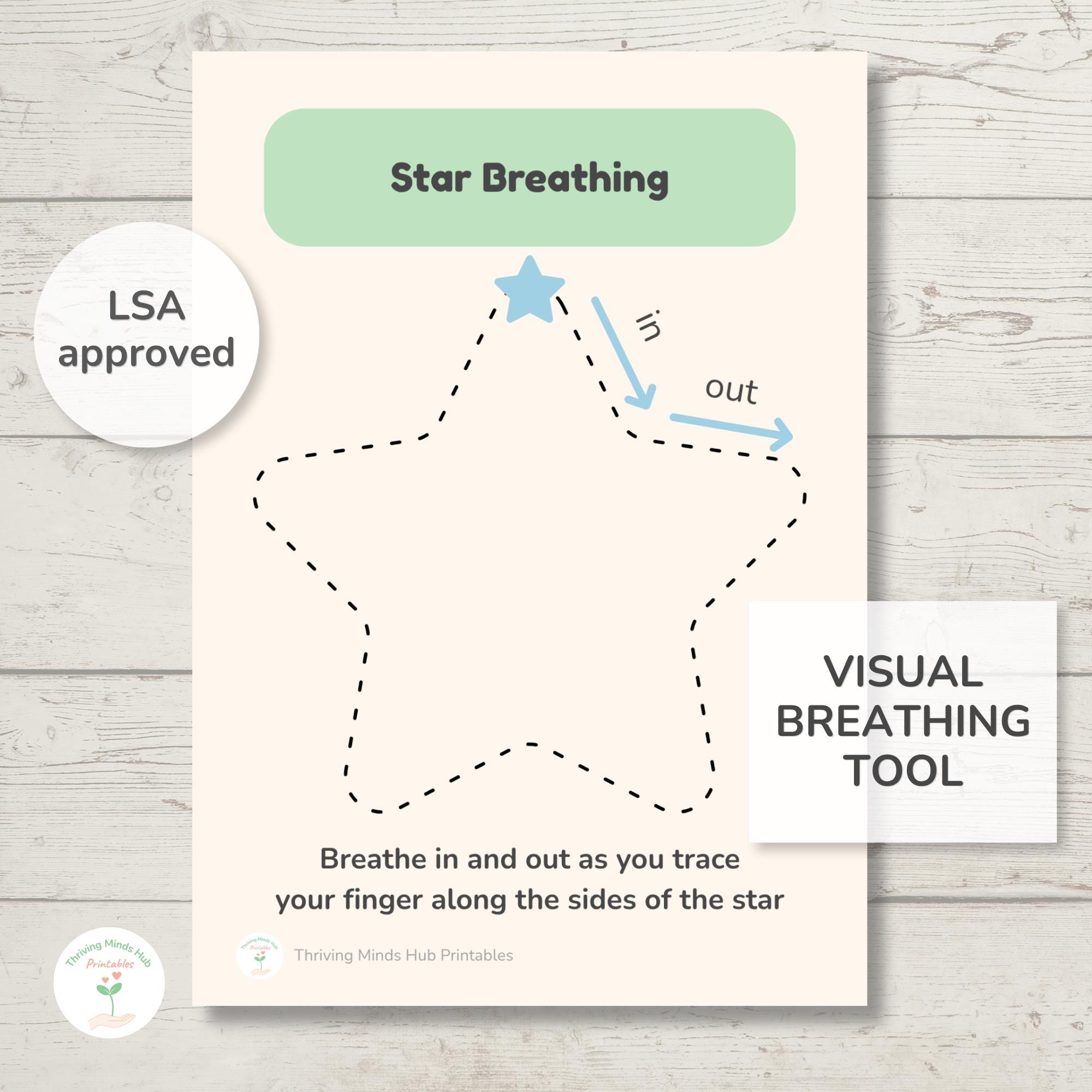 Star Breathing Poster, Calm Down Corner Printable, Deep Breath Visual ...