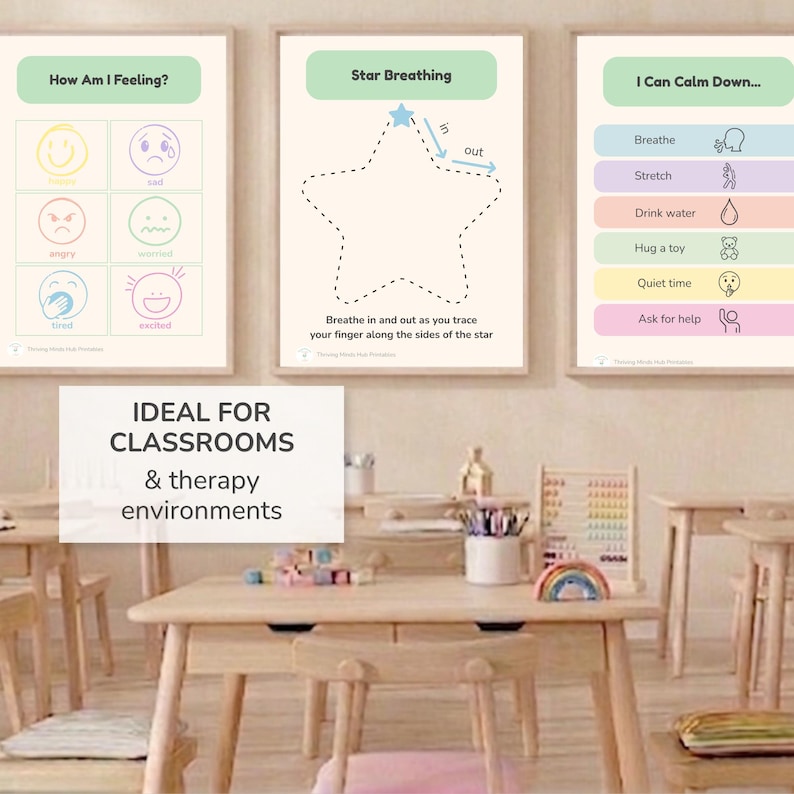 Star Breathing Poster, Calm Down Corner Printable, Deep Breath Visual ...
