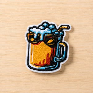 Funny Beer Mug Embroidered Patch, Cool Beer Iron On Patch, Drinking Lover Applique Badge for Jackets Backpacks Hats