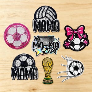Fußball Aufnäher | Glitzer Pailletten Bügelbild | Sportliche Stickapplikation für Jersey oder Rucksack