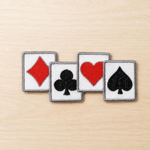 Vintage Playing Card Symbols Embroidered Patch, Iron On Patch For Jacket Cap, Poker Lover Gift