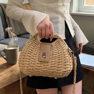 Minirotantas ∙ Strohandtas ∙ Boho-crossbodytas ∙ Geweven zomertas ∙ Strandtas ∙ Chique miniportemonnee ∙ Cadeau voor haar