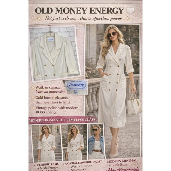 leslie fay gold dress Vintage Double Breasted Coat Cream Buttons Made in USA 14 color_Earth Tones