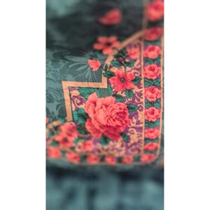 Vintage zijden bloemenrokset Adrianna Papell Petite groenblauwe rozenrand met print jaren 90 afbeelding 7