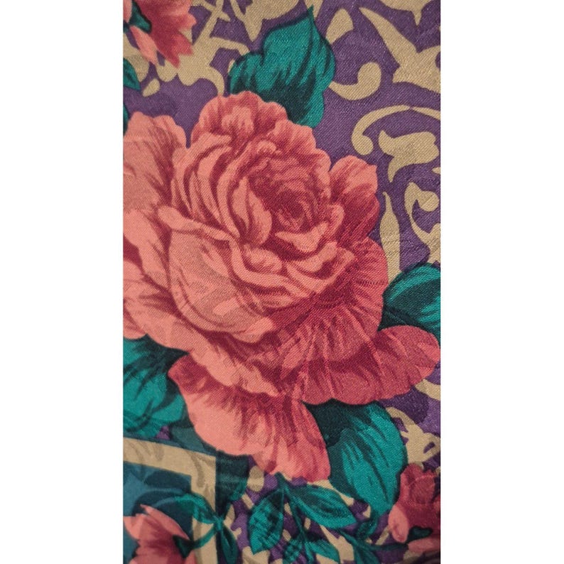 Vintage zijden bloemenrokset Adrianna Papell Petite groenblauwe rozenrand met print jaren 90 afbeelding 5