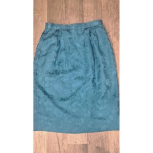 Vintage zijden bloemenrokset Adrianna Papell Petite groenblauwe rozenrand met print jaren 90 afbeelding 12