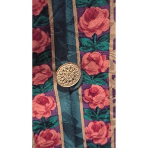 Vintage zijden bloemenrokset Adrianna Papell Petite groenblauwe rozenrand met print jaren 90 afbeelding 6