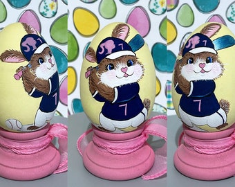 Hand Painted Easter Egg, Softball Bunny