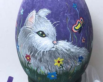 Cat, hand painted ornament