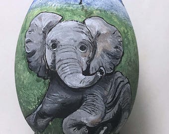 Baby Elephant, Hand Painted Ornament