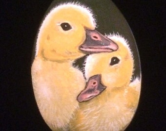 Easter Egg Ornament - Hand Painted Mother and Baby Chick
