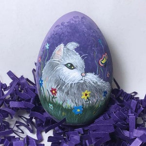 Cat, hand painted Purple