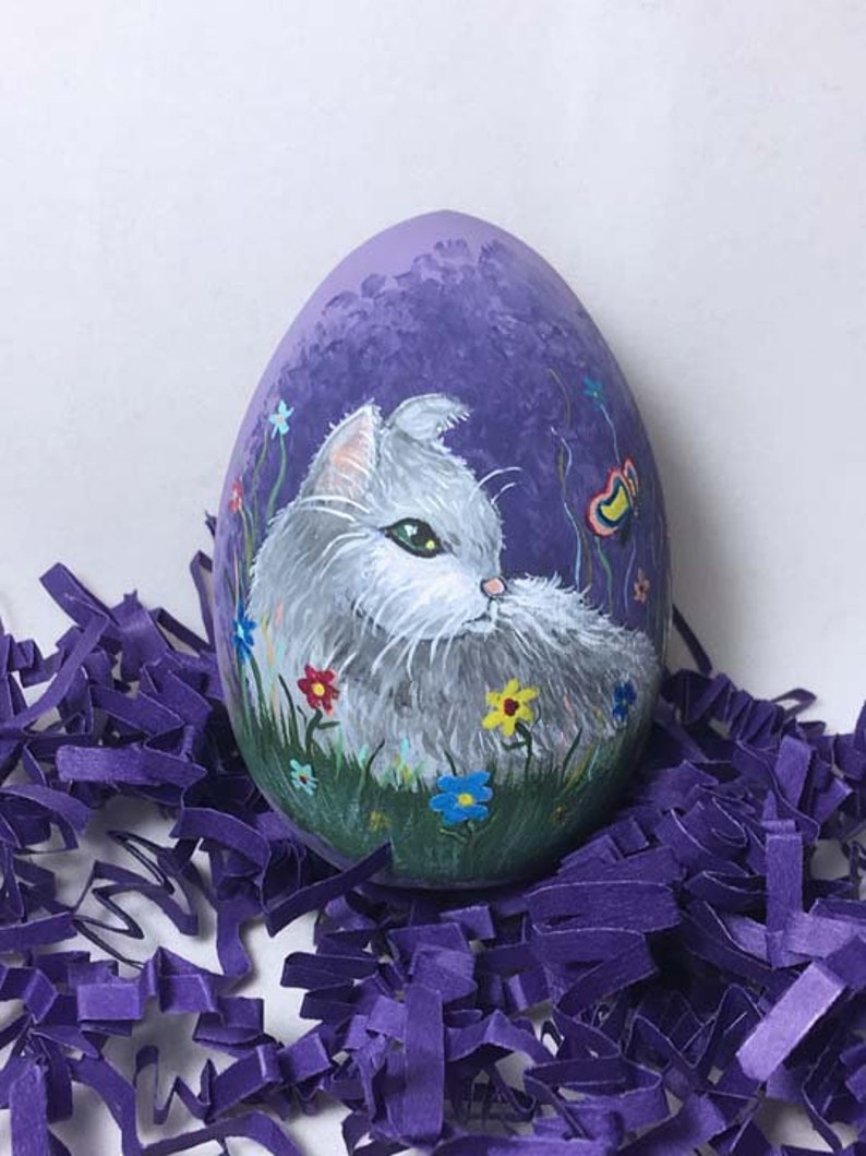 Cat, hand painted Purple