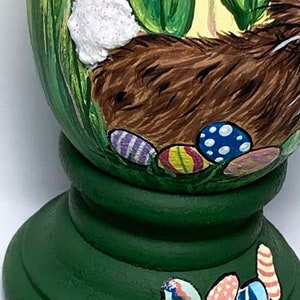 Easter Egg, hand painted Bunny in Tulips image 4