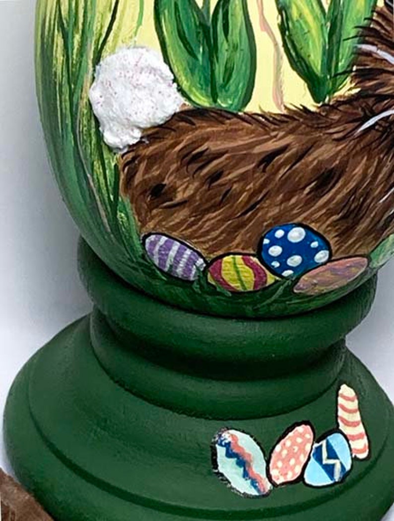 Easter Egg, hand painted Bunny in Tulips image 4