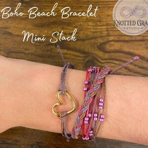 Handmade Waterproof Bracelet Mini Stack | Heart or Infinity Charm Macrame Jewelry | Curated Color Palettes | 3 Bracelets!