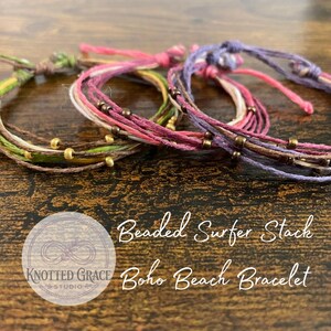 Handmade Adjustable Macramé Bracelet | Delicate Beaded Surfer Stack | Curated Color Palette | Made in USA Materials | Minimalist Jewelry