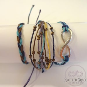 Handmade Waterproof Bracelet Mini Stack | Heart or Infinity Charm Macrame Jewelry | Curated Color Palettes | 3 Bracelets!