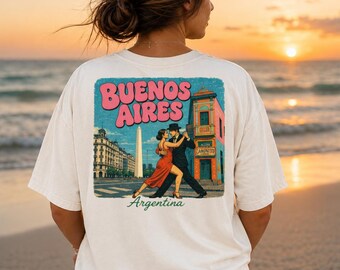 Buenos Aires Argentina Vintage Travel Shirt, Tango Graphic Tee, Retro City Poster T-Shirt, Argentina Souvenir, Travel Lover Gift