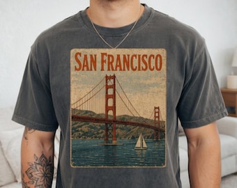 Camiseta da Ponte Golden Gate de São Francisco | Pôster de Viagem Vintage
