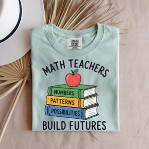 Shirt voor wiskundeleraren Build Futures, inspirerend T-shirt voor leraar, cadeau voor wiskundedocent, waarderingskleding voor de klas afbeelding 2