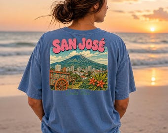 San José Costa Rica Vintage Travel Shirt, Costa Rica Graphic Tee, Retro Vacation T-Shirt, Tropical Travel Poster, Souvenir Gift